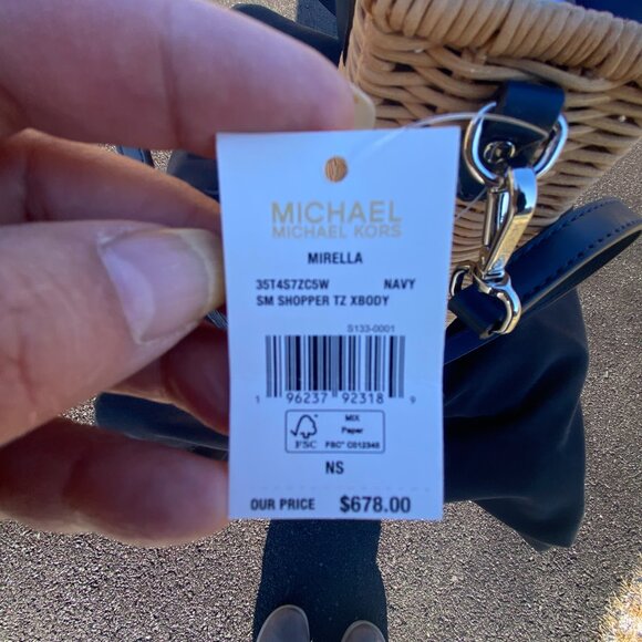 Michael Kors Mirella Small Wicker Crossbody Bag NWT - Picture 5 of 6